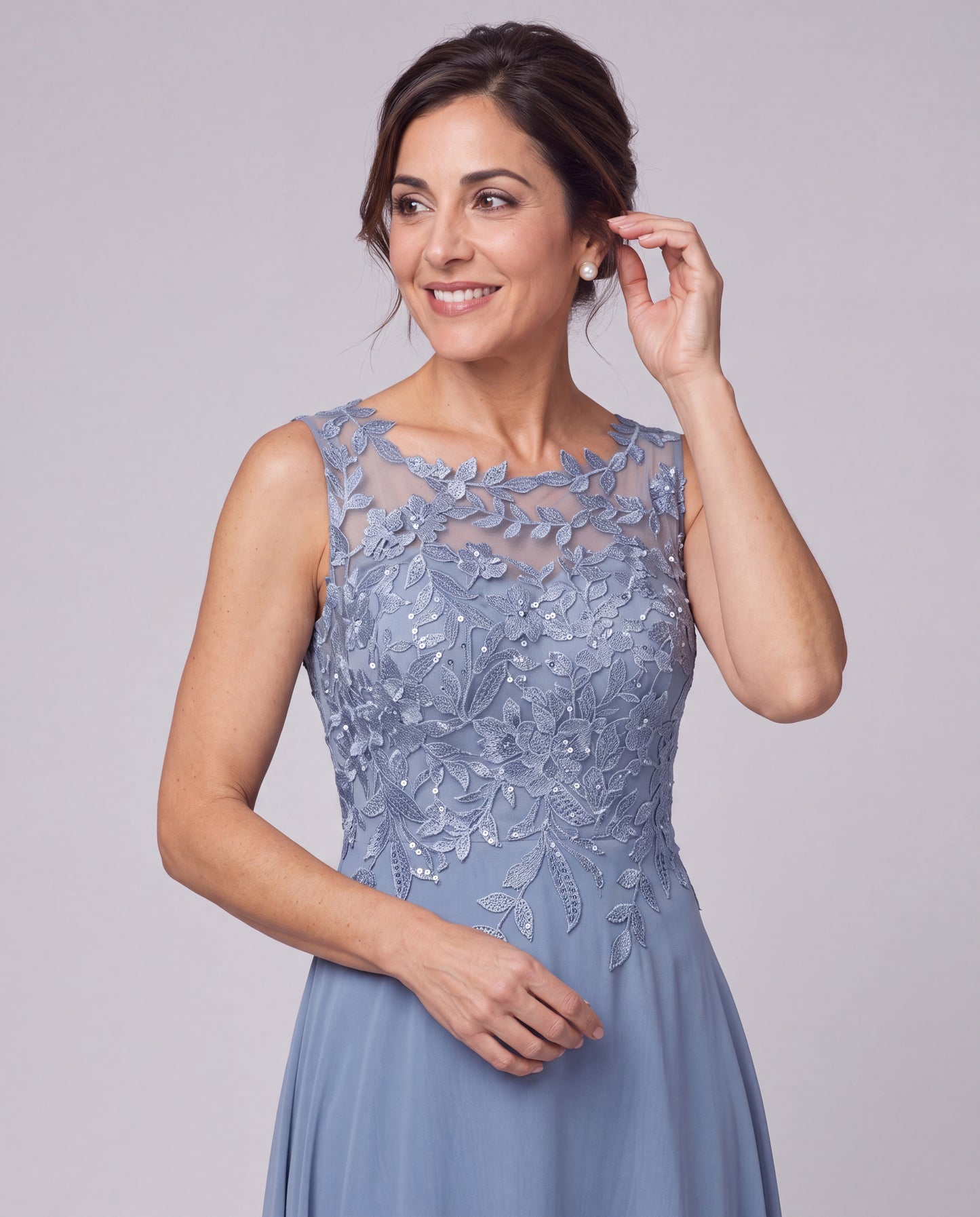Two-Piece Lace Chiffon Maxi Gown - Detail View 3