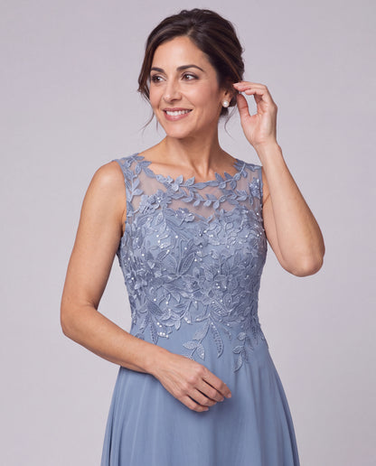 Two-Piece Lace Chiffon Maxi Gown - Detail View 3