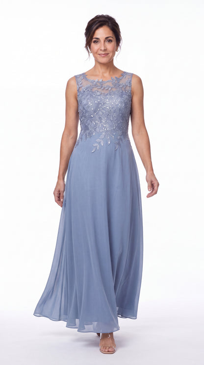 Two-Piece Lace Chiffon Maxi Gown - Detail View 4