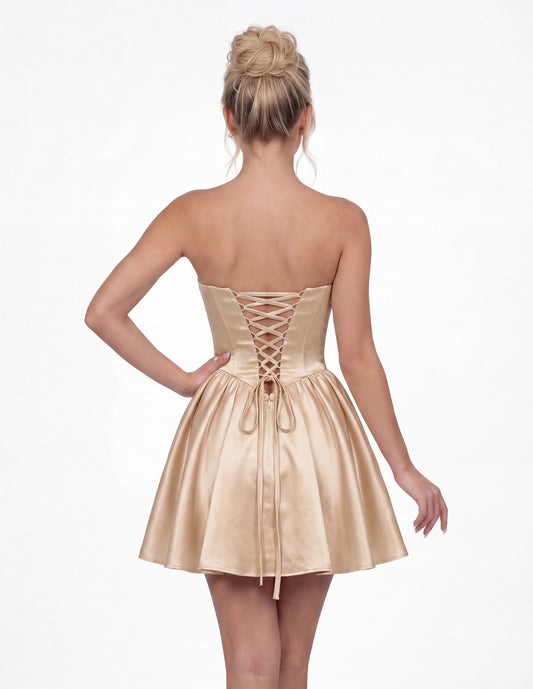 Strapless Sequin Mini Homecoming Dress - Back View