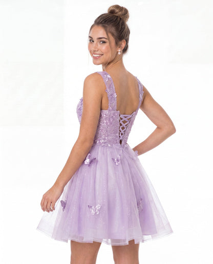 Tulle Lace Applique Mini Dress - Detail View 1
