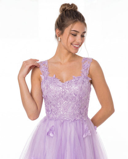 Tulle Lace Applique Mini Dress - Detail View 2