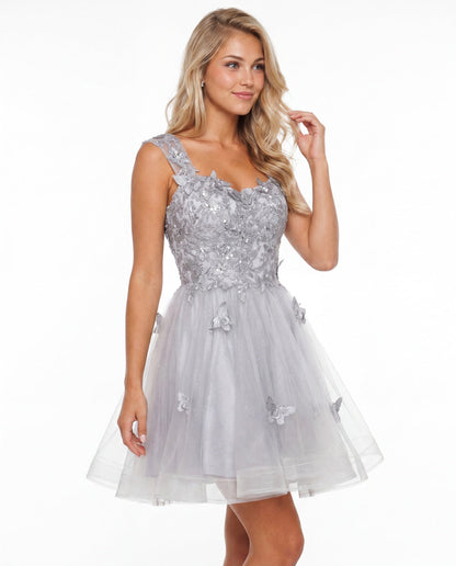 Tulle Lace Applique Mini Dress - Detail View 4