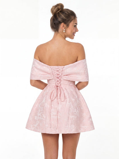 Bow Jacquard Mini Dress - Back View