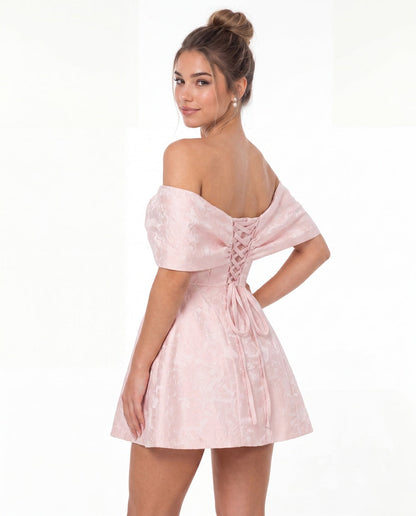 Bow Jacquard Mini Dress - Detail View 1