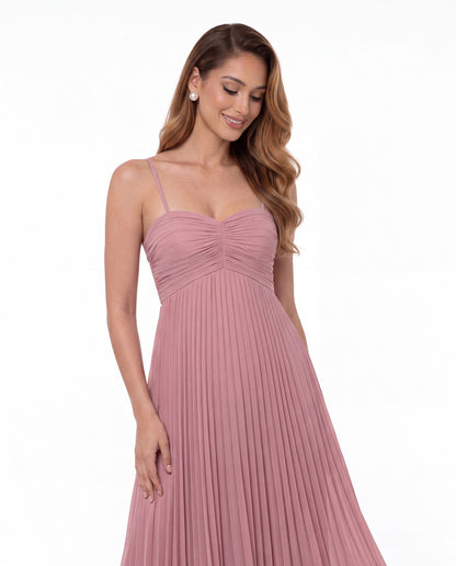 Strapless Scarf Chiffon Pleated Maxi Gown - Detail View 5
