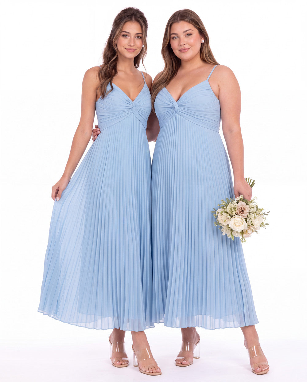 Twist Front Pleated Chiffon Maxi Dress - Detail View 4