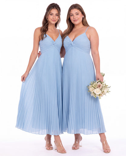 Twist Front Pleated Chiffon Maxi Dress - Detail View 4