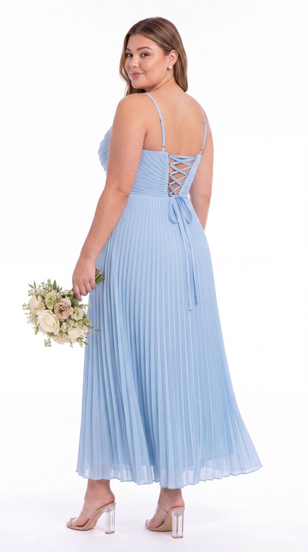 Twist Front Pleated Chiffon Maxi Dress - Detail View 5