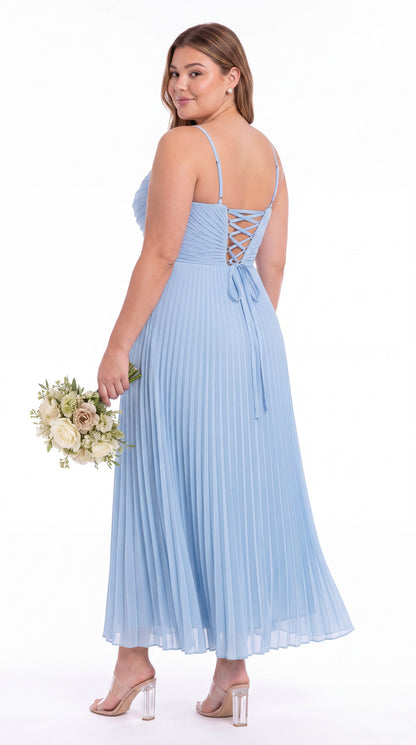Twist Front Pleated Chiffon Maxi Dress - Detail View 5