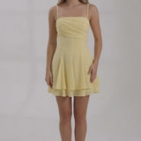 INEWER Square Neck Chiffon Mini Homecoming Dress