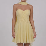 INEWER Strapless Scarf Chiffon Mini Homecoming Dress