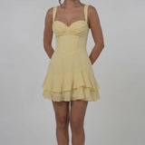INEWER Tiered Chiffon Ruffle Mini Homecoming Dress