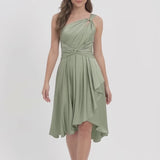 INEWER One Shoulder Satin Ruched Midi Dress