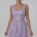 INEWER Tulle Lace Applique Mini Homecoming Dress