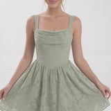 INEWER Square Neck Jacquard Mini Homecoming Dress