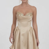 INEWER Sweetheart Sequin Satin A-Line Mini Homecoming Dress
