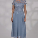 INEWER Illusion Lace Chiffon A-Line Midi Dress
