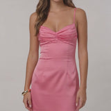 INEWER Ruched Satin Mini Homecoming Dress