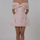 INEWER Bow Jacquard Mini Homecoming Dress