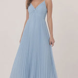 INEWER Twist Front Pleated Chiffon Maxi Dress