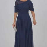 INEWER Scoop Sequin Chiffon A-Line Maxi Gown
